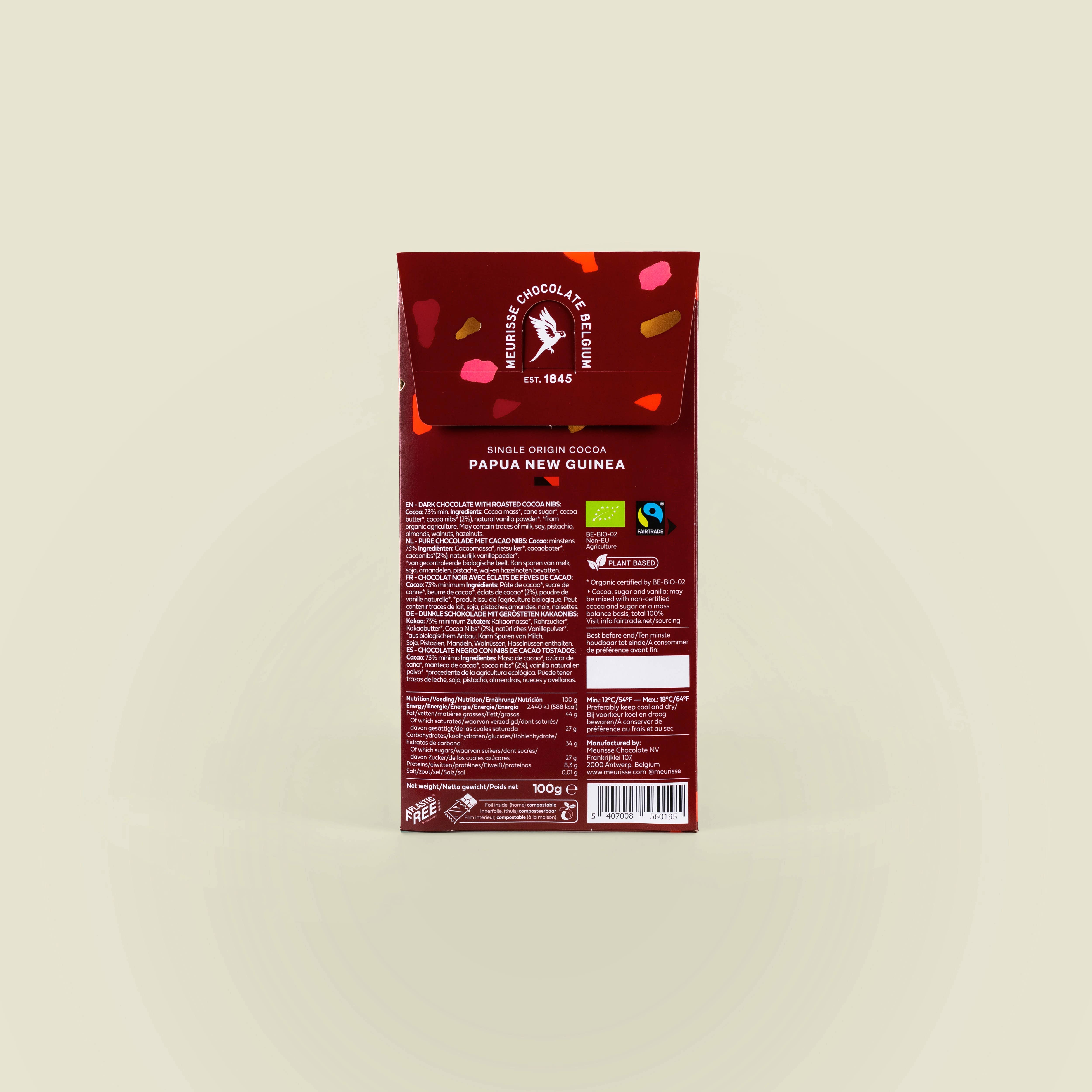 MEURISSE - est.1845 – wholesale Chokladkaka – Ekologisk mörk choklad med rostad kakaonibs (100 g)2