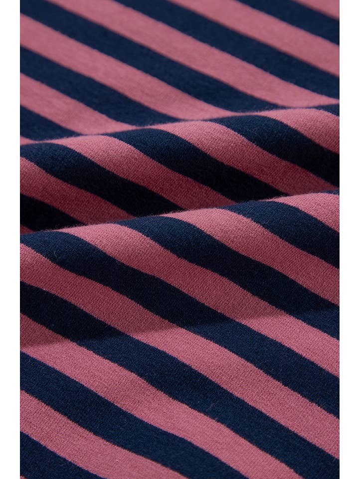 Amaryllis Apparel - Wholesale Sweatshirt - Women's - Stripe Oversized Contrast Trim Pullover Sweatshirt31