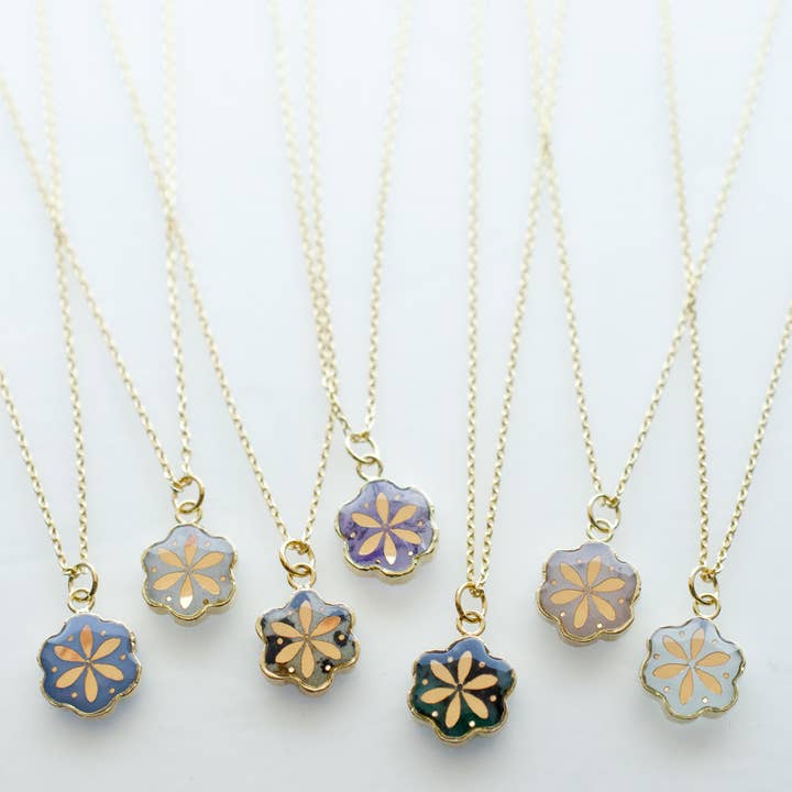 Jill Makes - Wholesale Pendant/Charm Necklace - Camille - Gemstone Flower Pendant Necklace