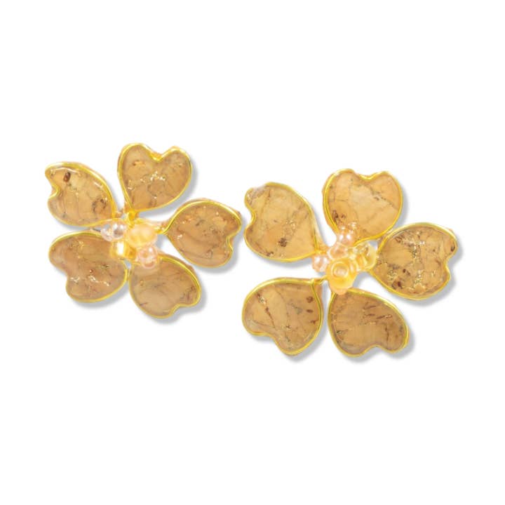 Cork Textile Stud Earrings for wholesale by Perennial Peaces