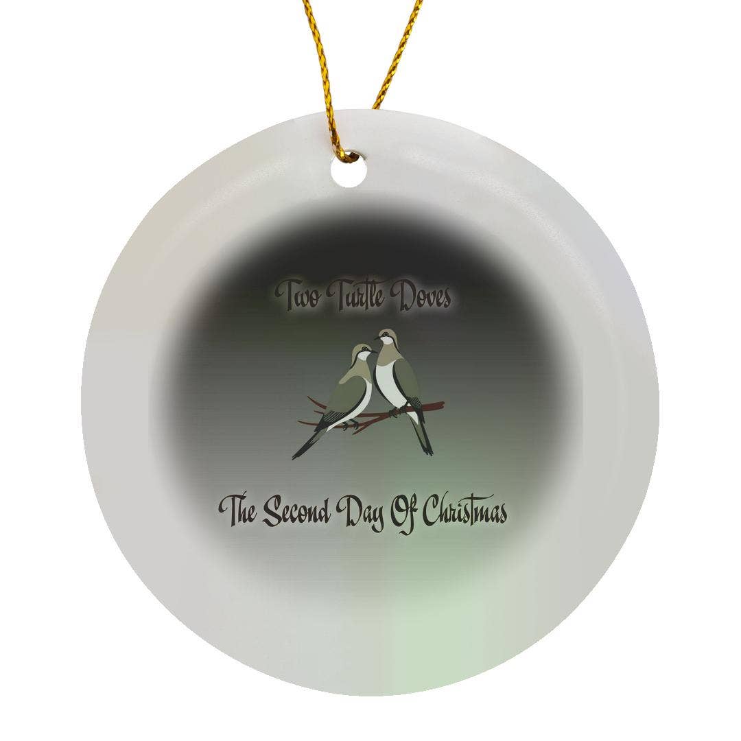 3dRose – wholesale Ornament – 3dRose, Two Turtle Doves Christmas Holiday Greeting, Ornament0