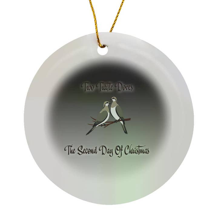3dRose – wholesale Ornament – 3dRose, Two Turtle Doves Christmas Holiday Greeting, Ornament