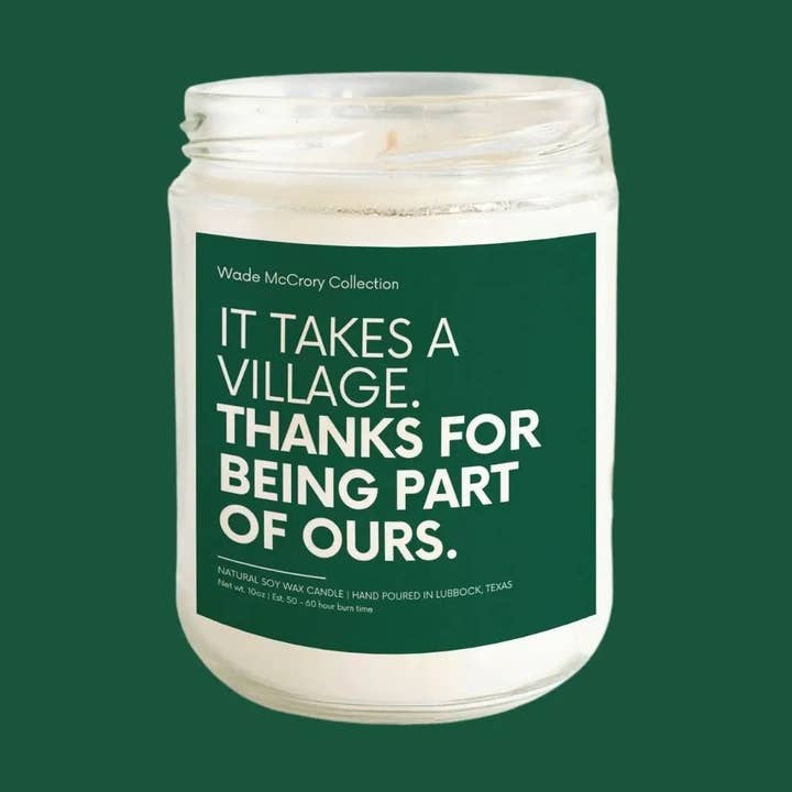 It Takes a Village Soy Candle for wholesale by Wade McCrory Collection