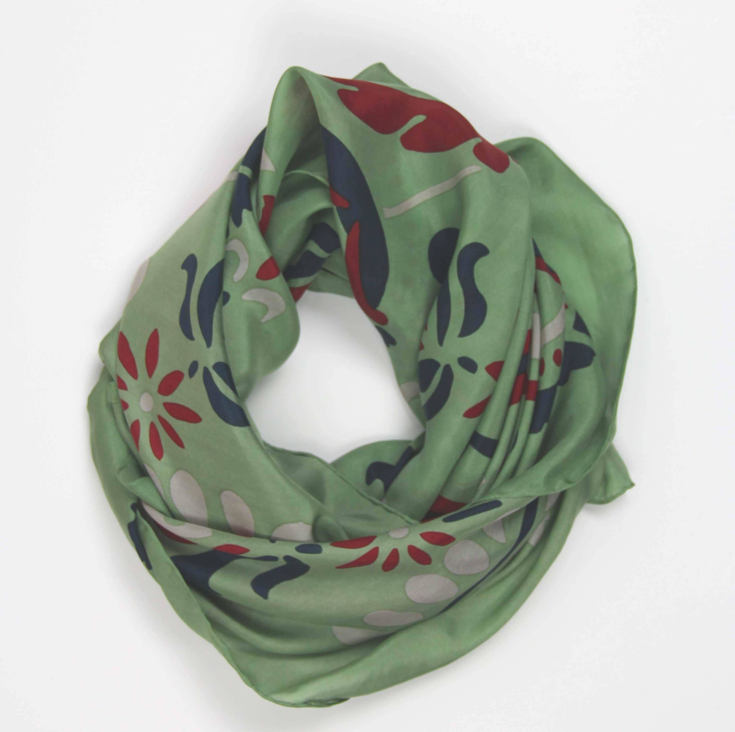 Les Belles Vagabondes - Wholesale Head Scarf - Women's - Square Silk Helena Khaki1