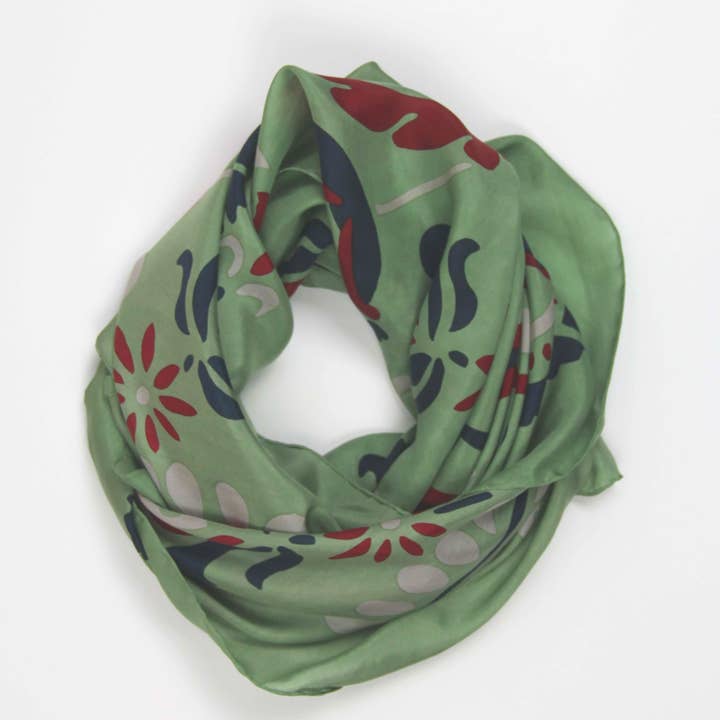 Les Belles Vagabondes - Wholesale Head Scarf - Women's - Square Silk Helena Khaki1