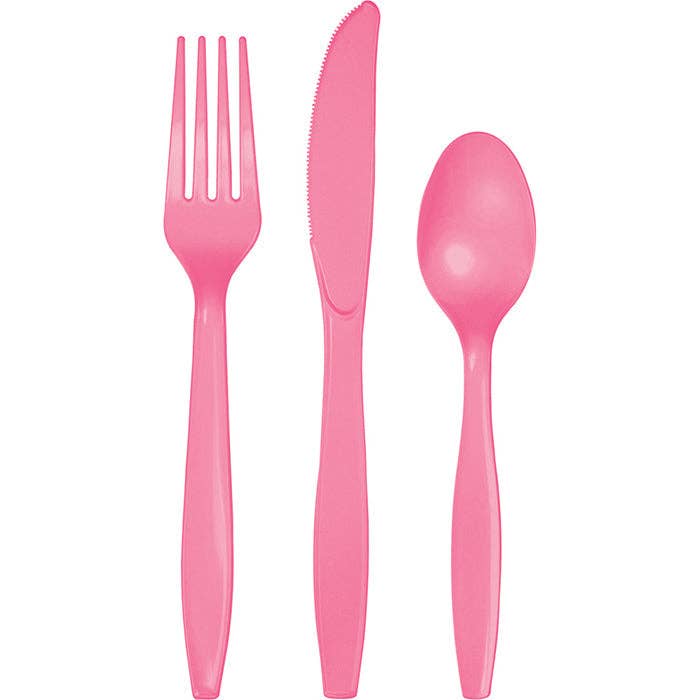 Bulk Candy Pink Value Friendly Assorted Plastic Cutlery (12 Pkgs per Case) for wholesale by Bulk Party Decor