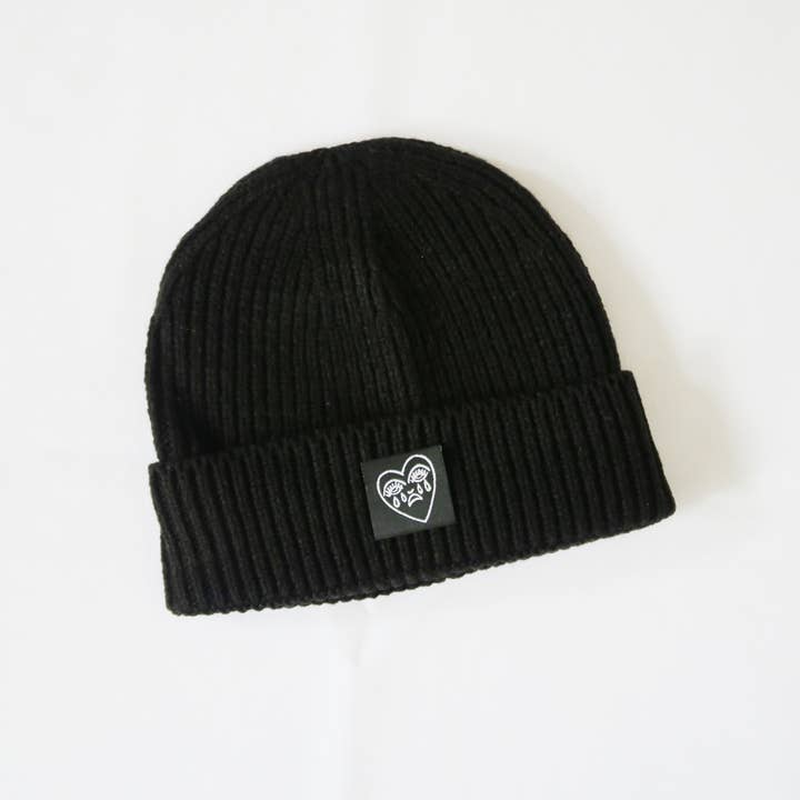 Cousins Collective - Wholesale Beanie - Unisex - Crying Heart Ribbed Beanie Hat
