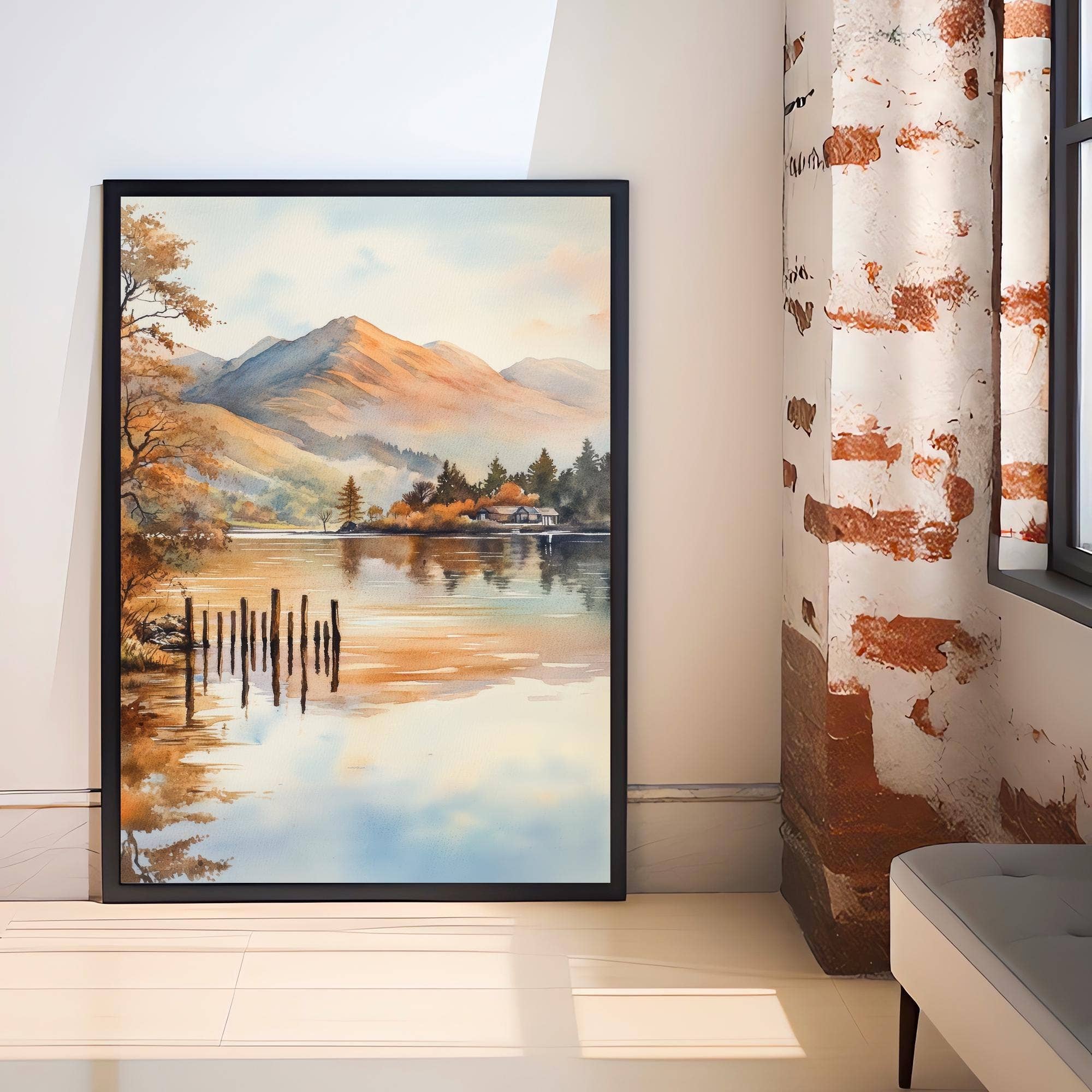InkNPrintz – wholesale Art print – Derwentwater Lake District Watercolor Painting Lake District Landscape Art Derwentwater Poster UK Nature Art Watercolor Lake Painting Scenic5