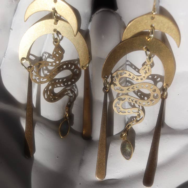 Lunascence - Wholesale Dangle Earrings - DAMBALLA Labradorite Snake Earrings