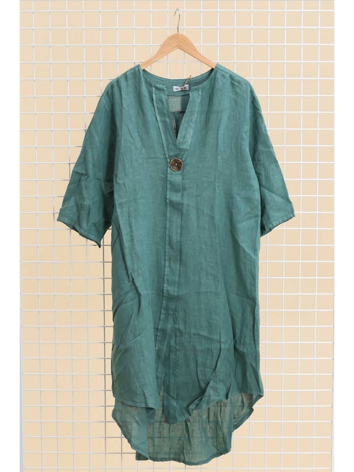 LÉA & LUC - Vente Robe – femme - Robes en 100% Lin avec un bouton REF. 554716