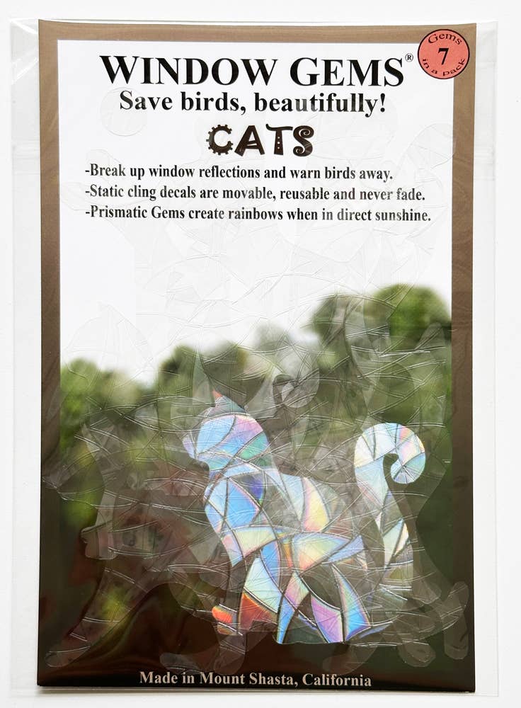 Window Gems - Wholesale Suncatcher - Cat Window Clings - Prismatic Bird Strike Prevention Decals4