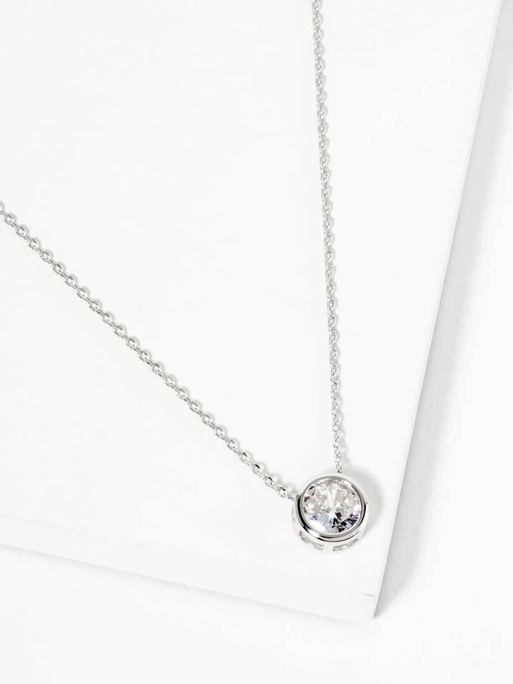 18K Gold Dipped Bezel Set Round Cz Pendant Necklace for wholesale by Wild Honey