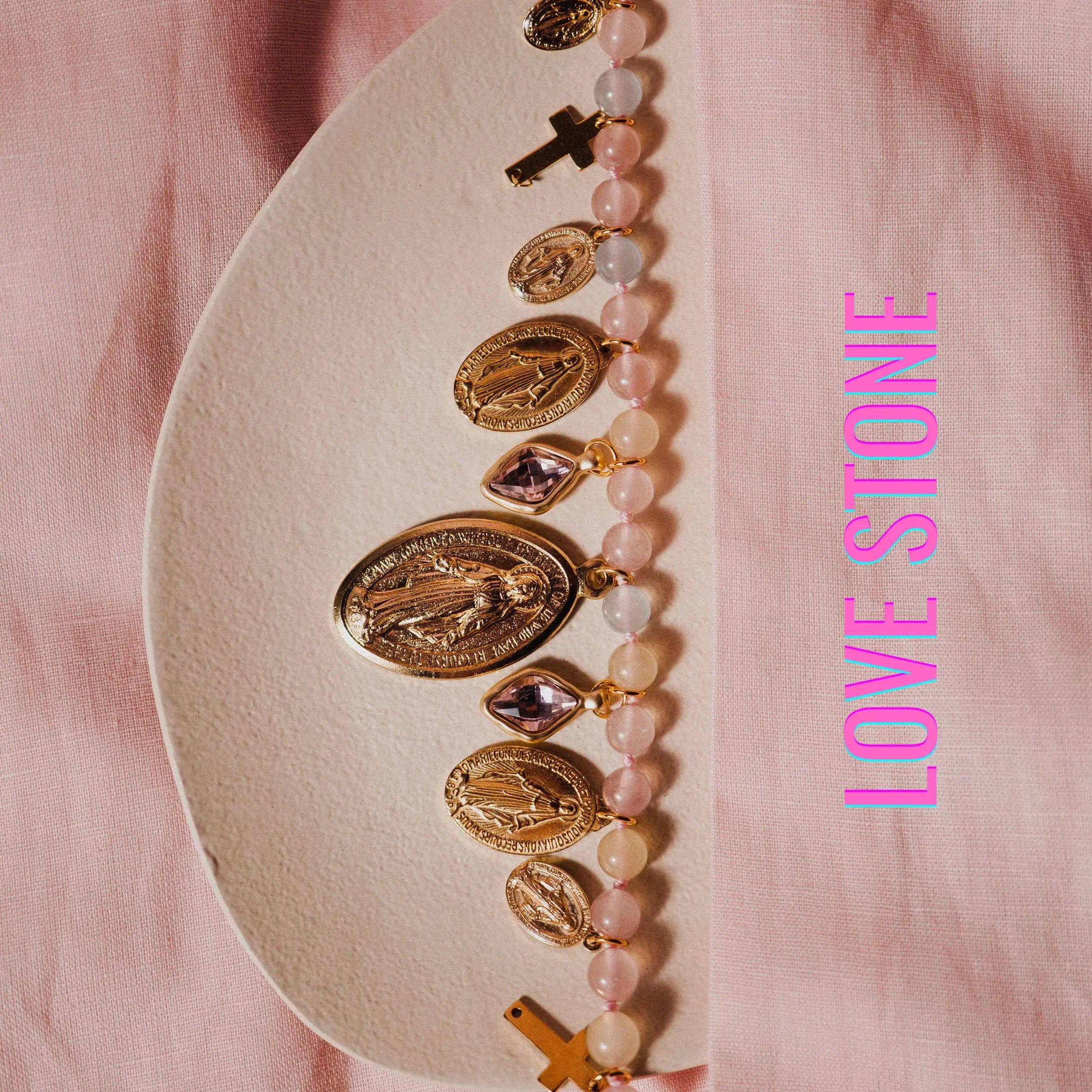 PHOEBE´S – Colar pingente/pendente por atacado – Colar de Ágata Rosa Católica1