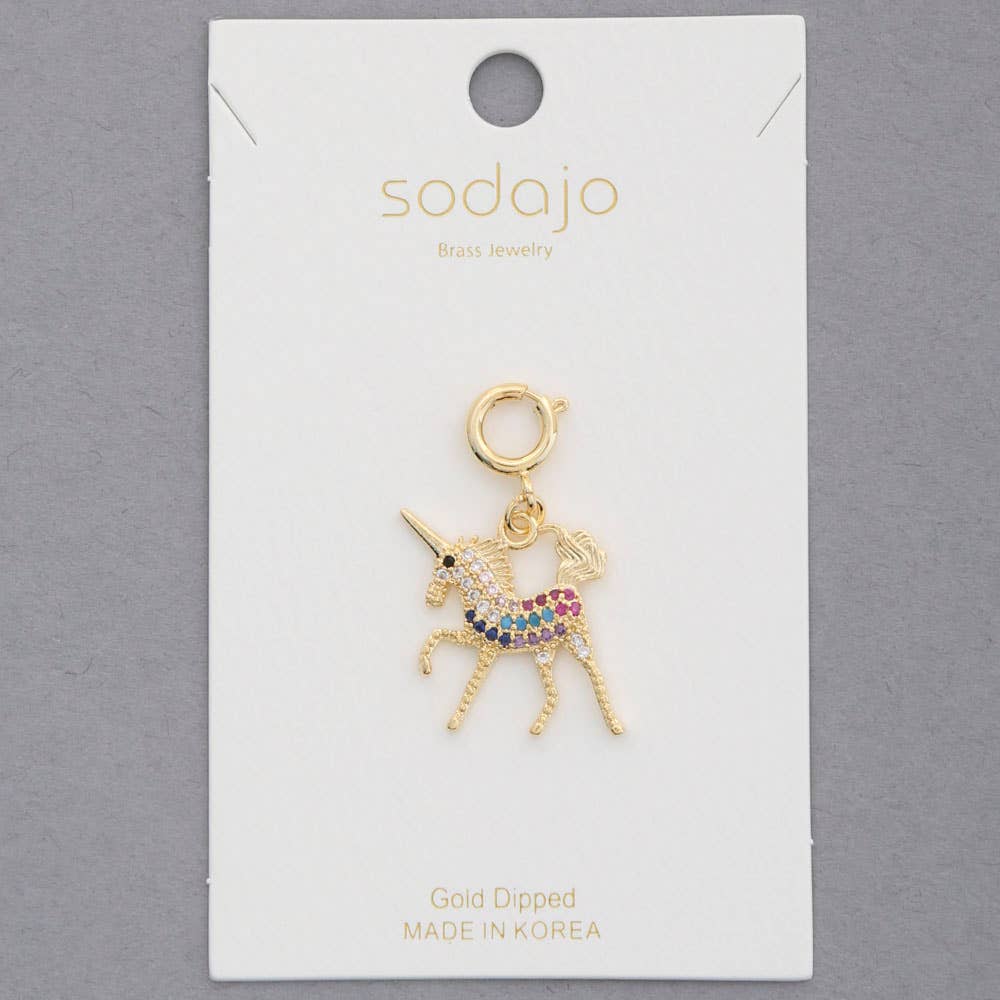   SODAJO UNICORN GOLD DIPPED NECKLACE CHARM, CM 105 for wholesale on Faire0