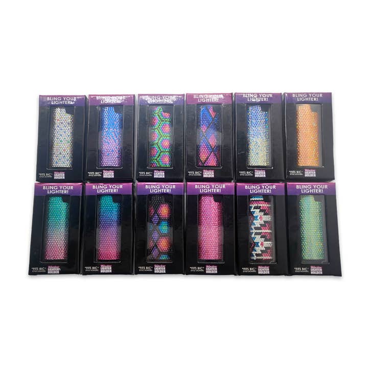 Novelty Brands - Wholesale Retailer Display - Home & Living - Rhinestone Lighter Holder Case Assortment Boxed - 12/Display3
