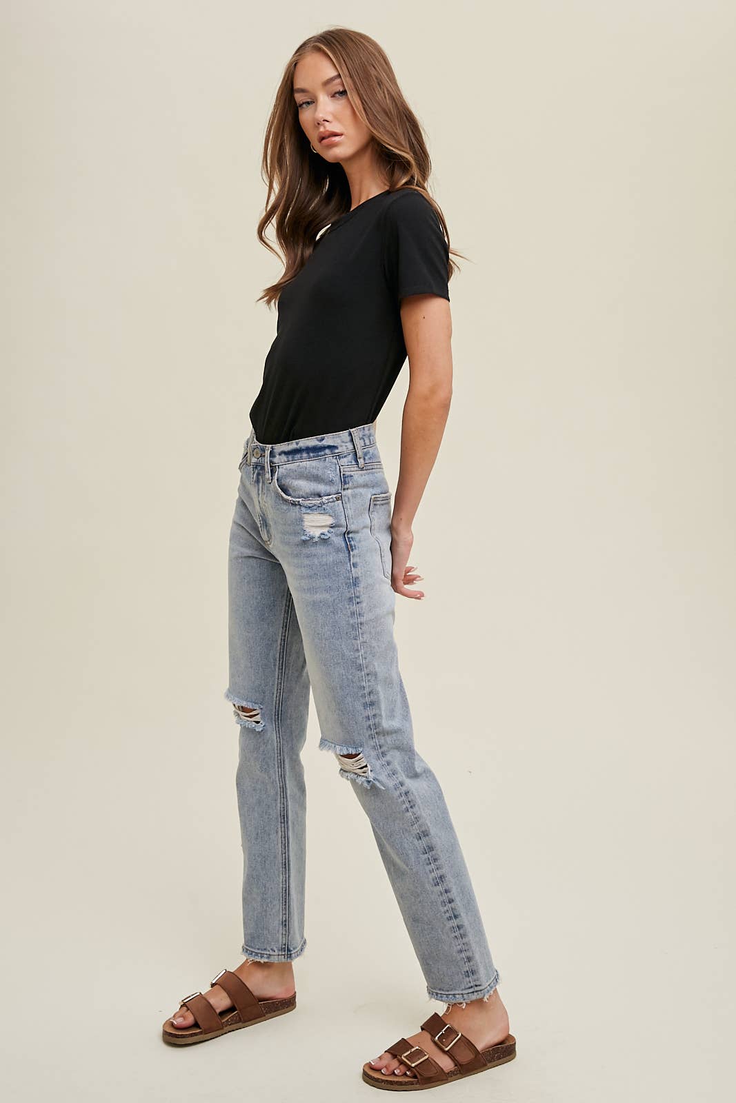 Wishlist Apparel – T-shirt – Mulher por atacado – Camiseta básica canelada de malha / WL18-171418