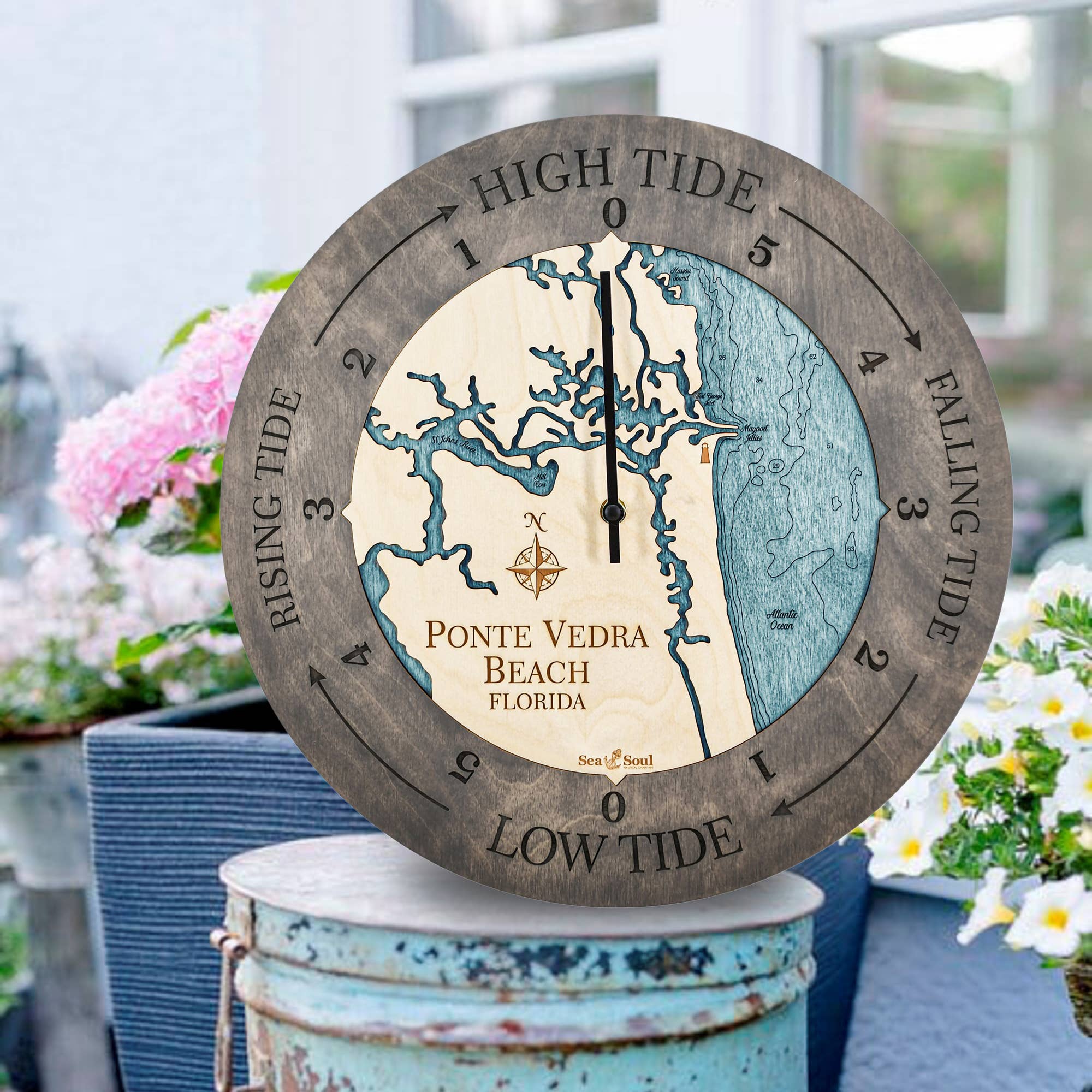 Sea & Soul Nautical Chart Art - Wholesale Wall Clock - Florida East Coast Nautical Chart Tide Clock-Many Locations137