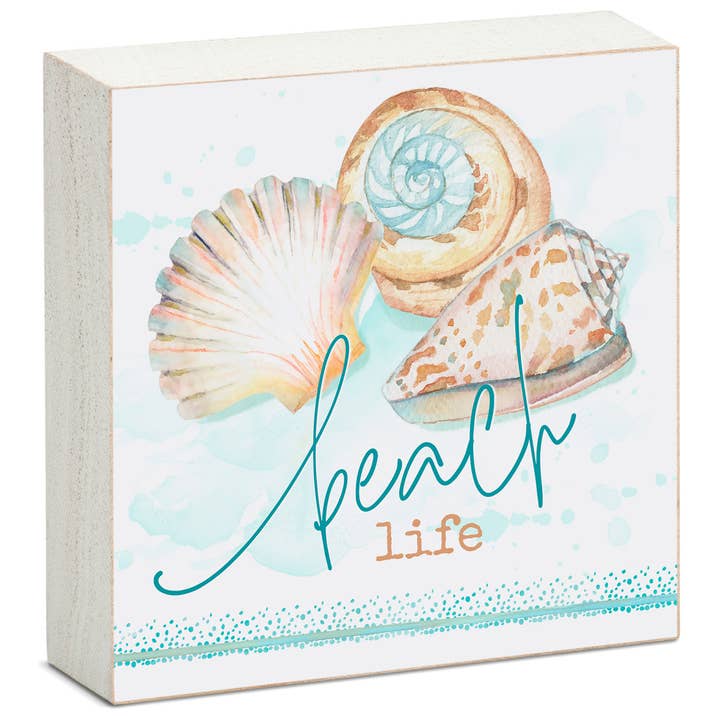 CounterArt/Highland Home/Thirstystone - Wholesale Sign - "Beach Life" Pre-Pack Artistic Wood Block Sign Display1