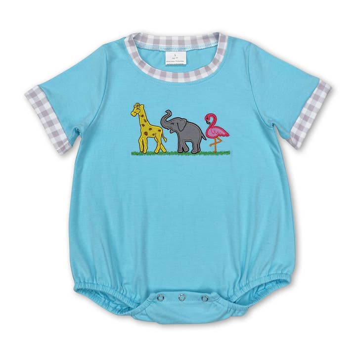 Combinaison bébé garçon à manches courtes girafe éléphant flamant rose pour la vente par Yawoo Garments