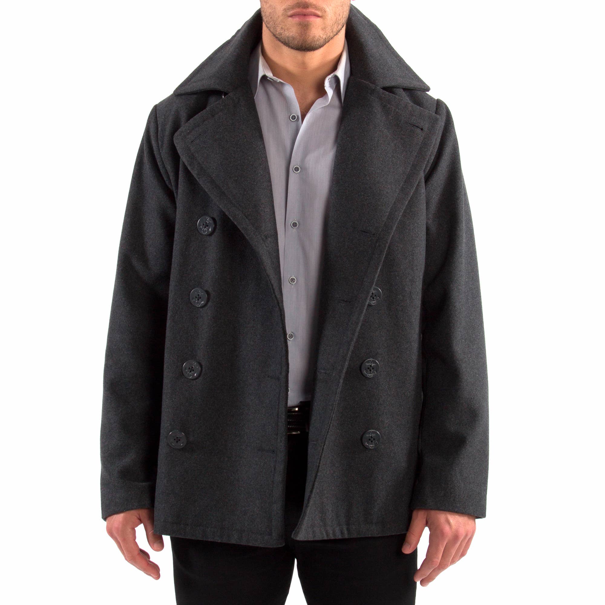 Alpine Swiss - Wholesale Peacoat - Men's - Mason Mens Wool Blend Pea Coat Jacket Double Breasted Dress5