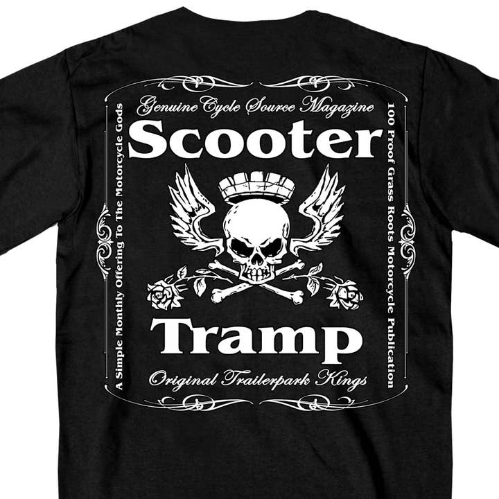 Official Cycle Source Magazine CSM1008 Men’s Scooter Tramp Black T-Shirt for wholesale on Faire