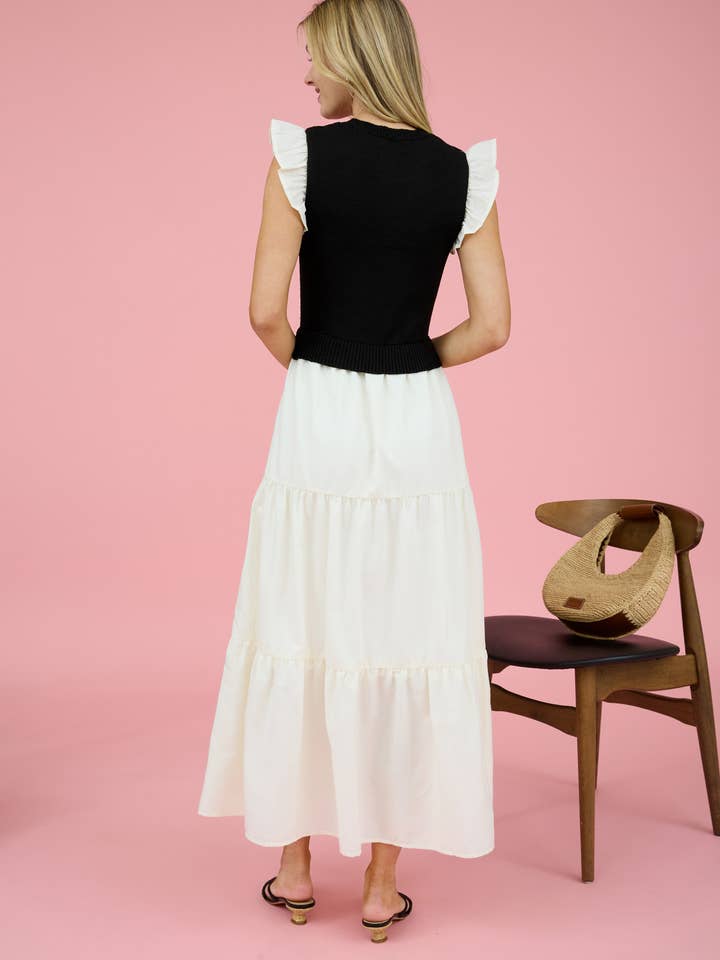 Blu Pepper - Wholesale Dress - Women's - MIXED MEDIA SWEATER VEST MIDI DRESS