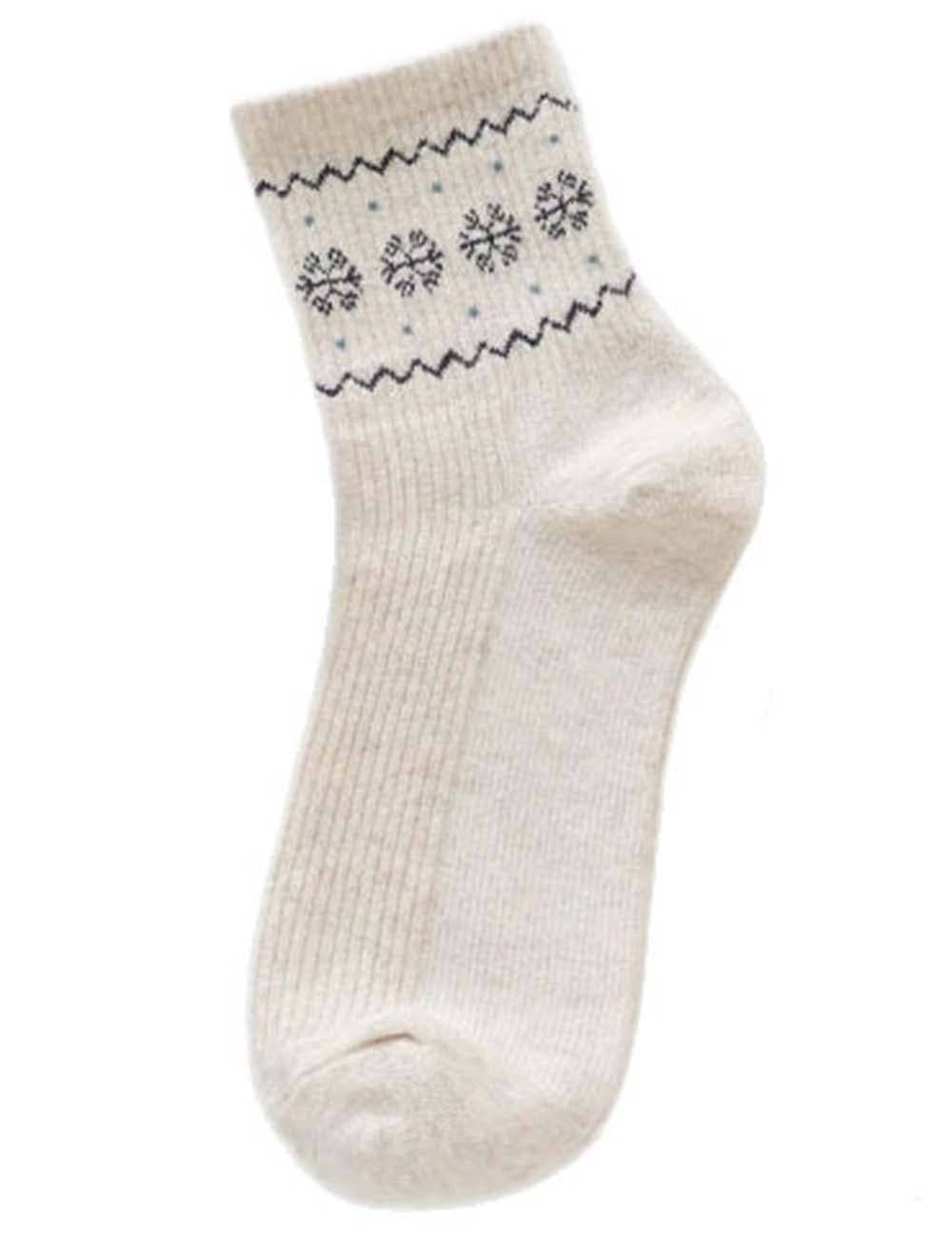 Sweetkama – wholesale Socks – Women's – Ladies Fair Isle Snowflake Pattern Midi Calf Knit Socks3