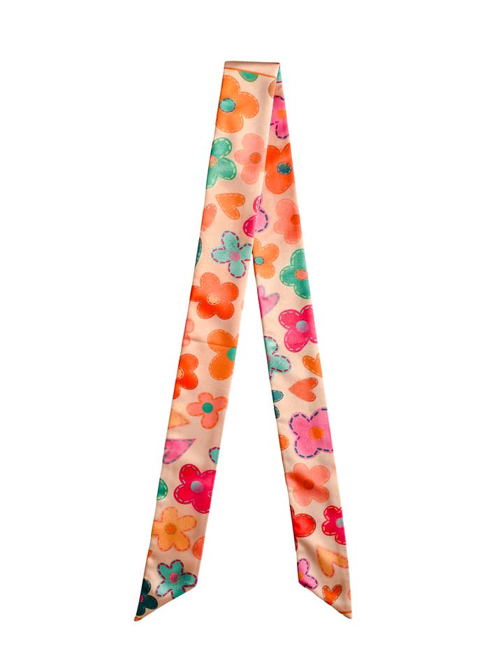 Sciarpa Twilly in Seta Occidentale a Fiori Patchwork Primaverili per la vendita all'ingrosso da parte di Tirzah Lane Art