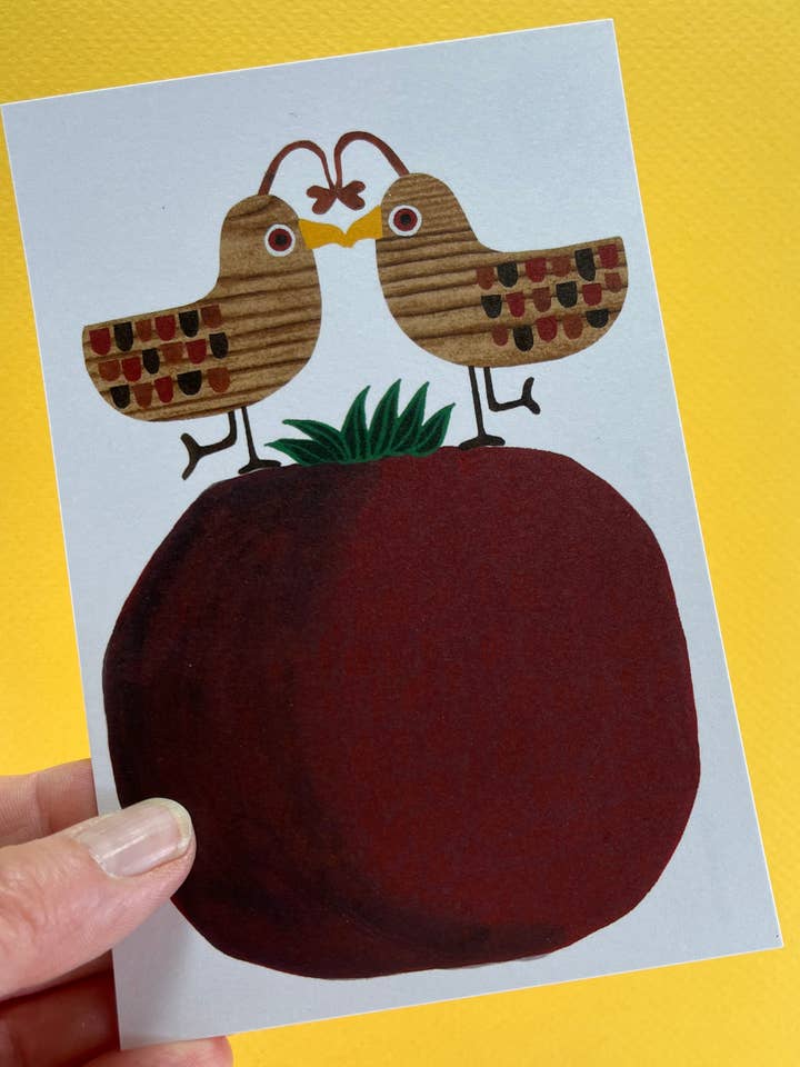 Liefdesvogels op een Kaki Vogelansichtkaart voor wholesale door Bunny with a Toolbelt