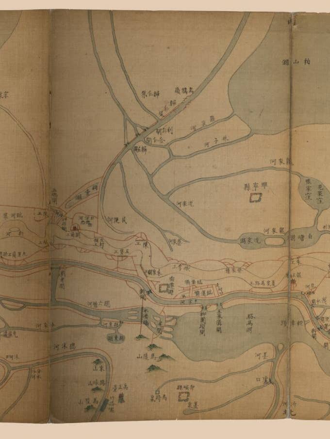 Mapa completo del río Amarillo, el Gran Canal, el lago Hongze y el río Huai en 1777 para venta al por mayor de Relic Map Co.