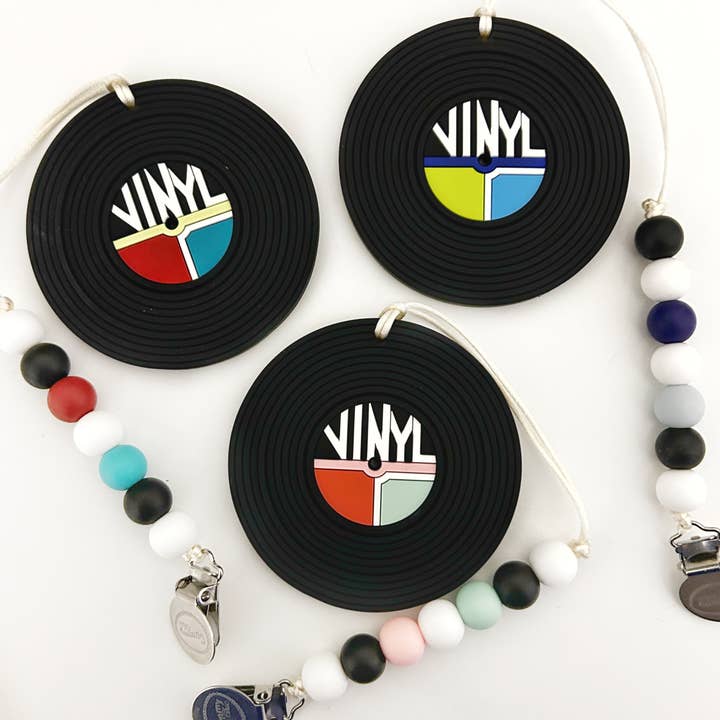 Gummy Chic - Wholesale Teether (Clip-On) - Baby - Vinyl Record Silicone Teething Toy and Clip - Baby Boutique9