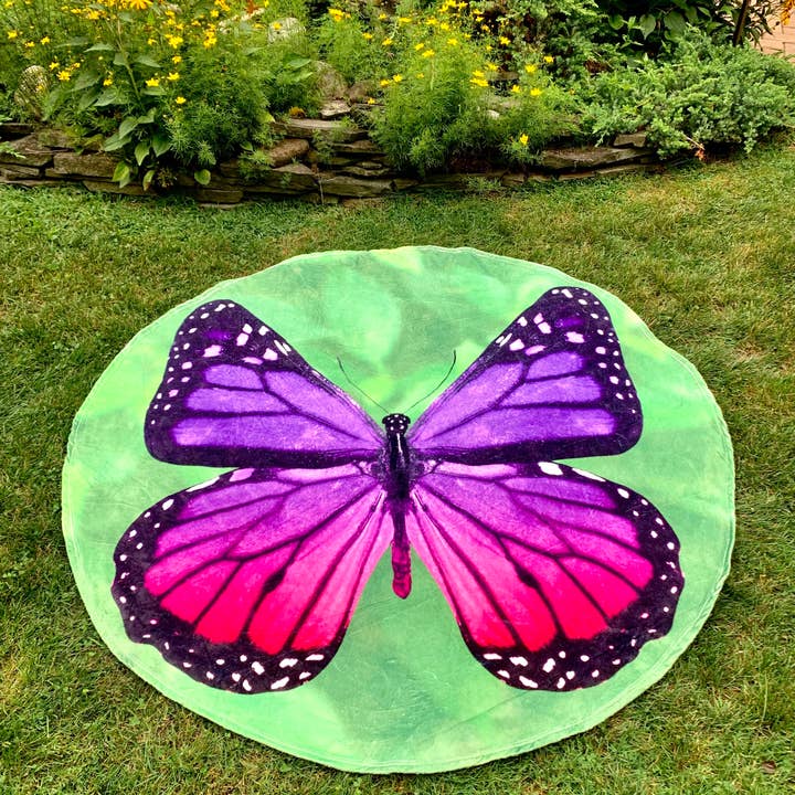 The Fun Home Novelty Company - Venta al por mayor Mantas de sofá - Manta redonda tradicional mariposa púrpura 68 «diámetro