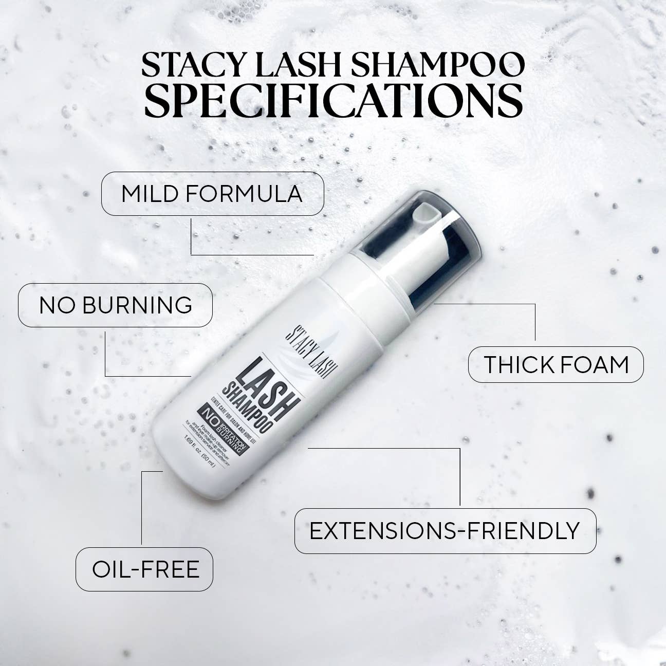 Stacy Lash - Wholesale Eyelash/brow serum - Lash Shampoo/Foam Cleanser/Makeup Remover 200ml (6.76 fl.oz)2
