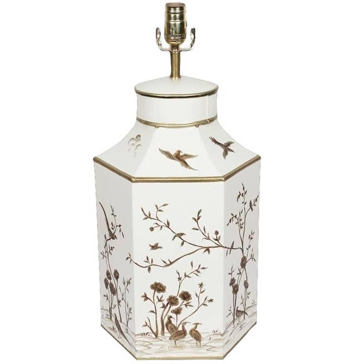 Ivory & Gold Hexagon Lamp for wholesale by The Enchanted Home