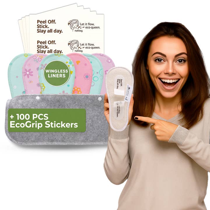 Wingless Reusable Panty Liners with Adhesive Sticker (TANGA, 7-Pack) - Pastel for wholesale by natissy