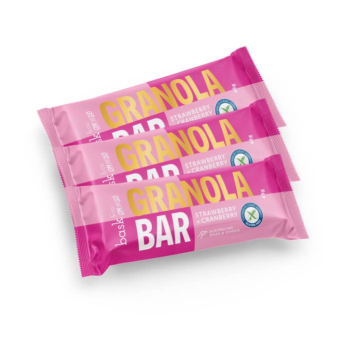 Barres granola aux fraises et aux canneberges 45 g pour la vente par Bask and Co