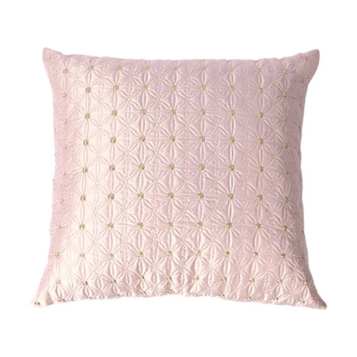 Oreiller en satin de soie matelassé avec broderie dorée pour la vente par DECO DECOR