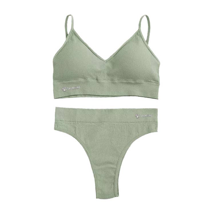 Talmont Seamless Ribbed Bra & Panty Set – Soft, Stretchy Lounge Lingerie with Removable Pads for wholesale by Infinite Basics