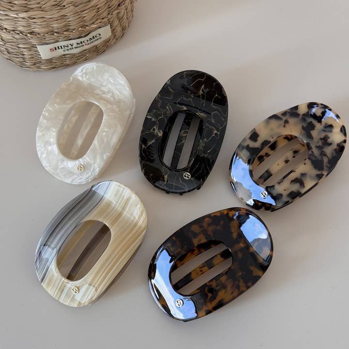 SoapElenGlen - Wholesale Hair Clip - Women's - Elegant Oval Hair Claw, Tortoise & Marble Pattern Hair Clip6