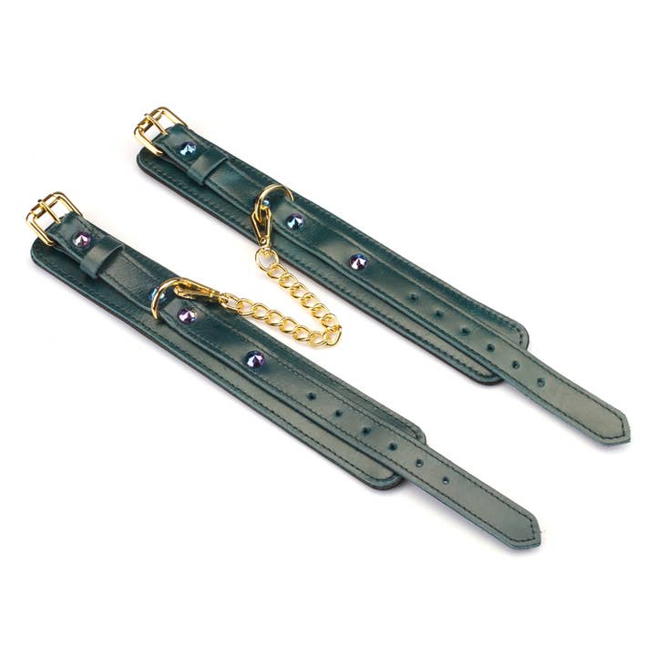 Liebe Seele - Wholesale Sex Toy - Luxury Blue Leather Ankle Cuffs with Blue Rivets