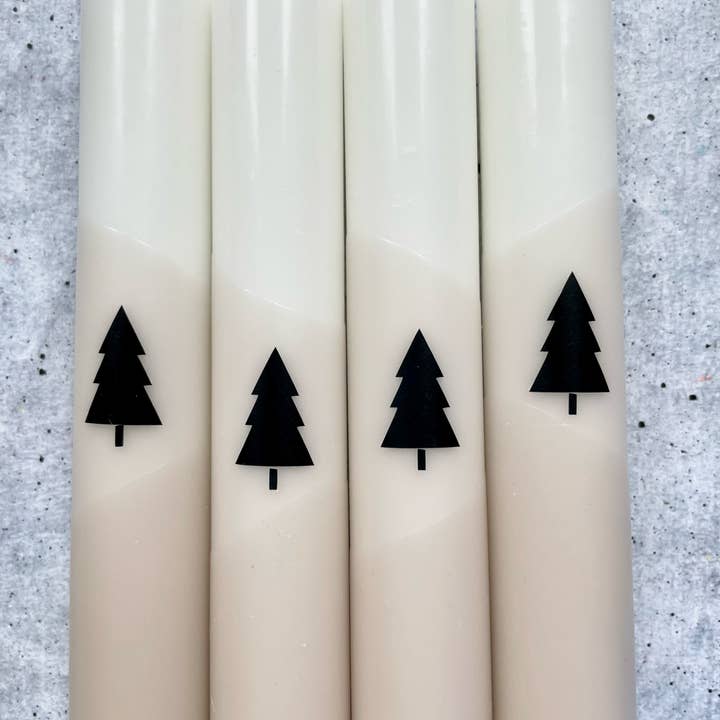 Wolkenreich - Wholesale Tapered Candle/Candlestick - Dip dye candles | Christmas fir beige-black | set of 41