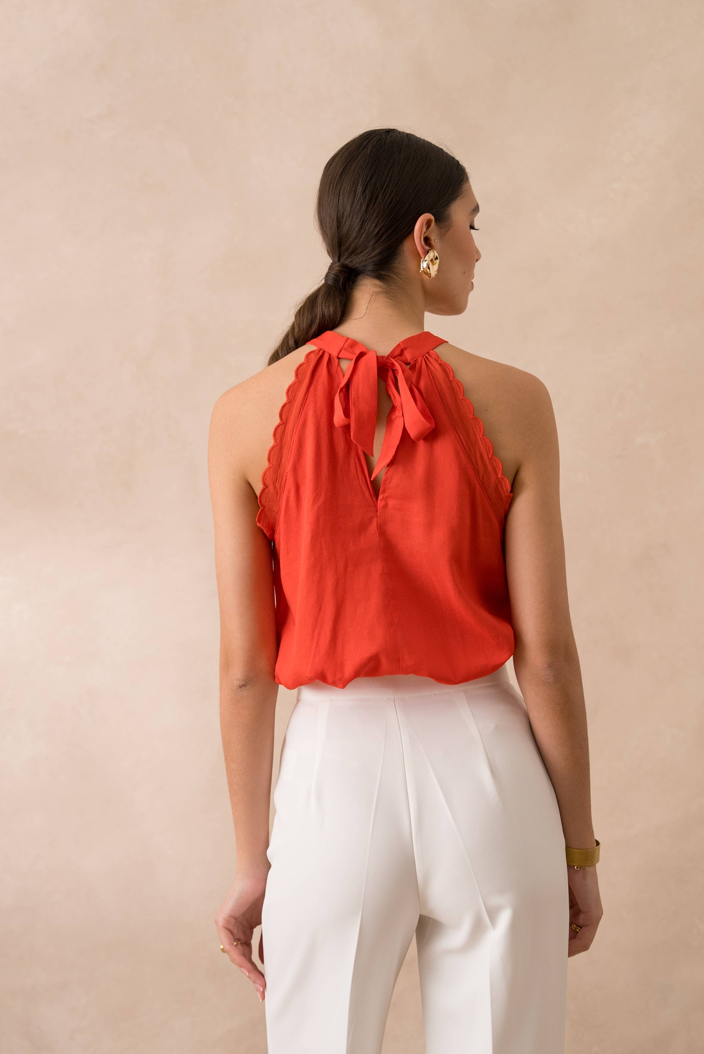Attentif Paris - Wholesale Blouse - Women's - Top with bow neckline containing linen32
