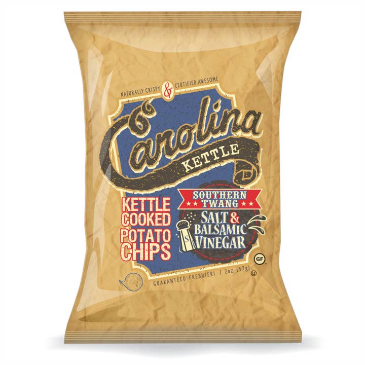 Salt and Balsamic Vinegar Carolina Kettle Chip 1 oz Case(28) for wholesale by 1 in 6 Snacks- Carolina Kettle chips