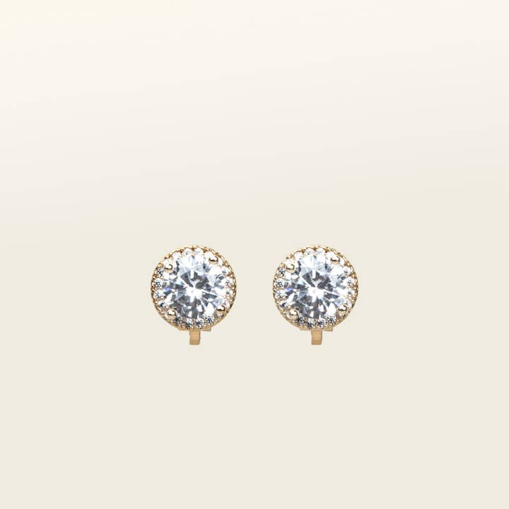 Pendientes Harper Stud Clip On en oro para venta al por mayor de Aiori