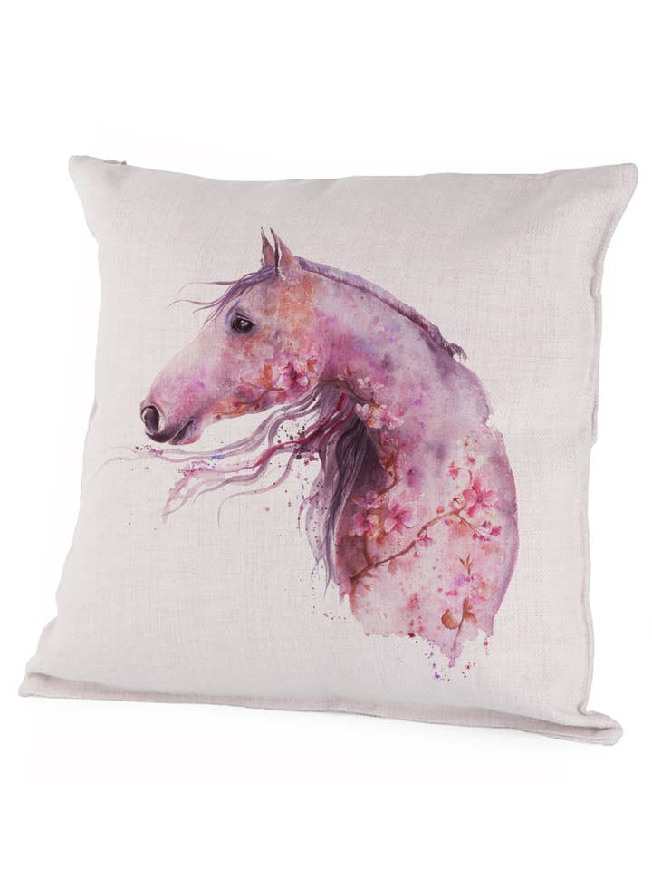Funda de cojín (Lienzo) 16x16" - Majestad - Caballo de Flor Rosa para venta al por mayor de Oladesign