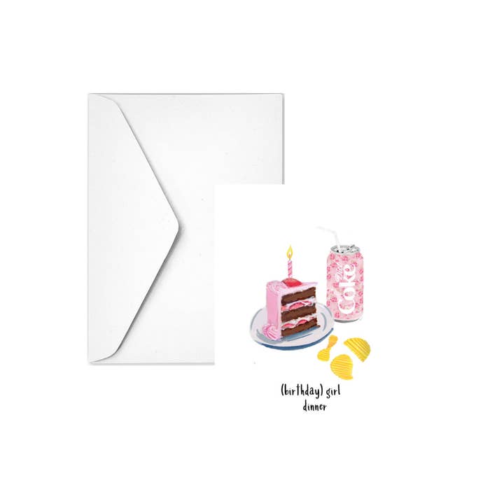 Rebecca Illustrated - Wholesale Birthday Card - BIRTHDAY GIRL DINNER - Note CardÂ