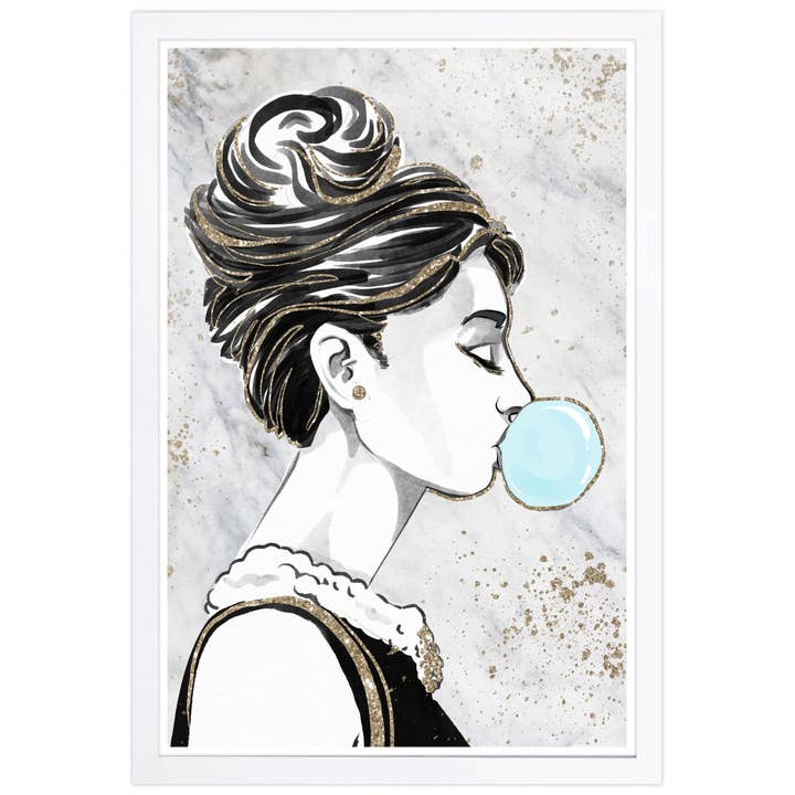 Art encadré à paillettes à bulles de 13 po x 19 po pour la vente par The Oliver Gal Artist