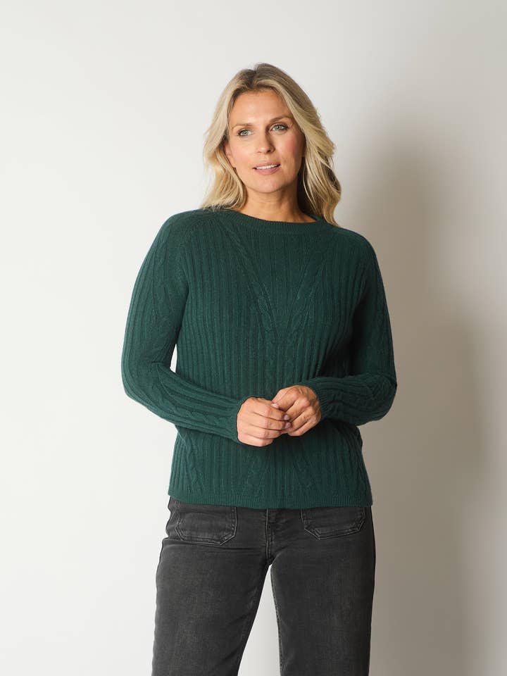 Cable Knit Jumper - Green for wholesale by SOLO