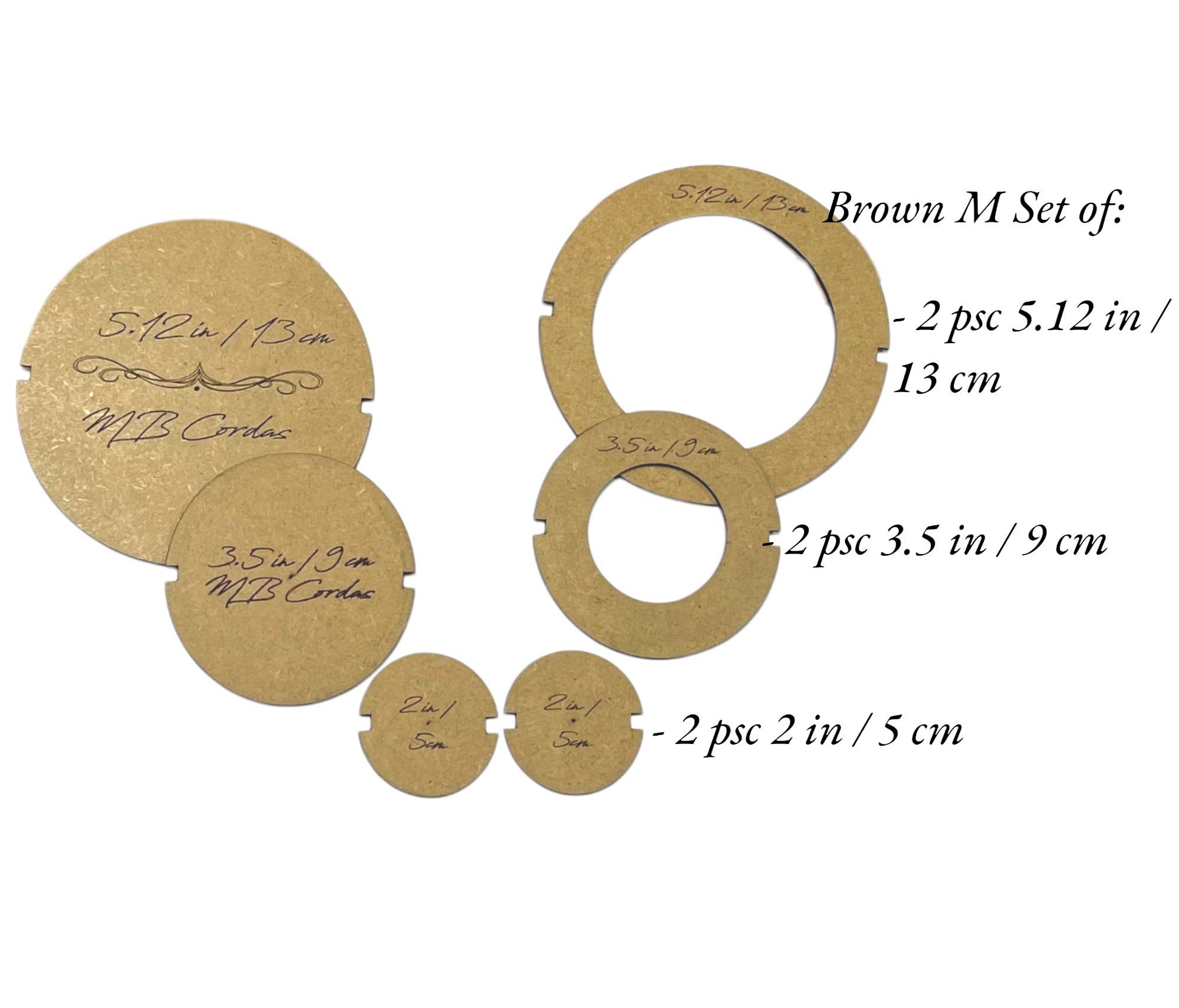 MB Cordas - Wholesale Knutselbenodigdheden - MB Cordas Macramé Snijmal Onderzetters set van 2-10 stuks (5 maten)3