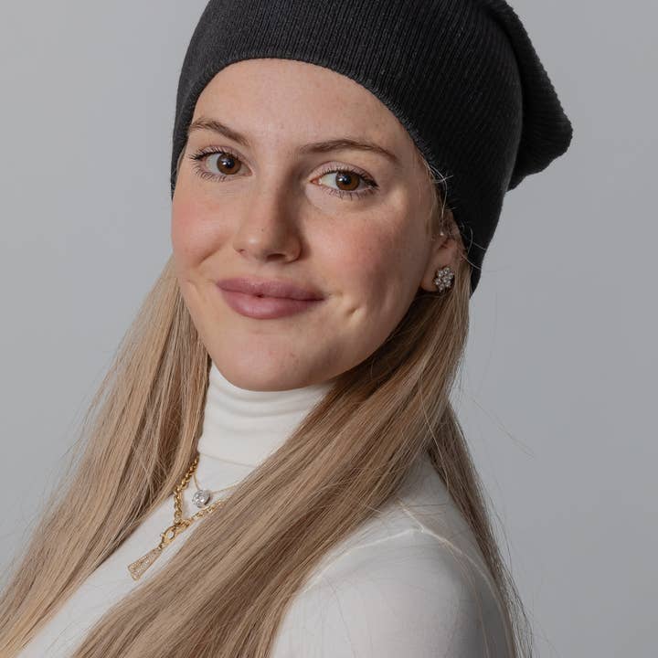 Black Heathered Knit Beanie for wholesale by VALERI